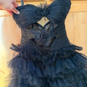 Sherri Hill Black Strapless Dress